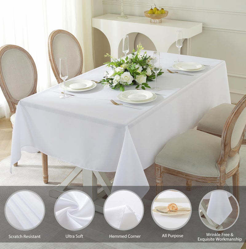 Craft And Party Rectangle Tablecloth, 60 x 102 Inch White Tablecloth, 6ft Rectangle Table Cloth, Polyester Fabric Washable Tablecloth for Home, Party, Wedding or Restaurant Use. - Image 2